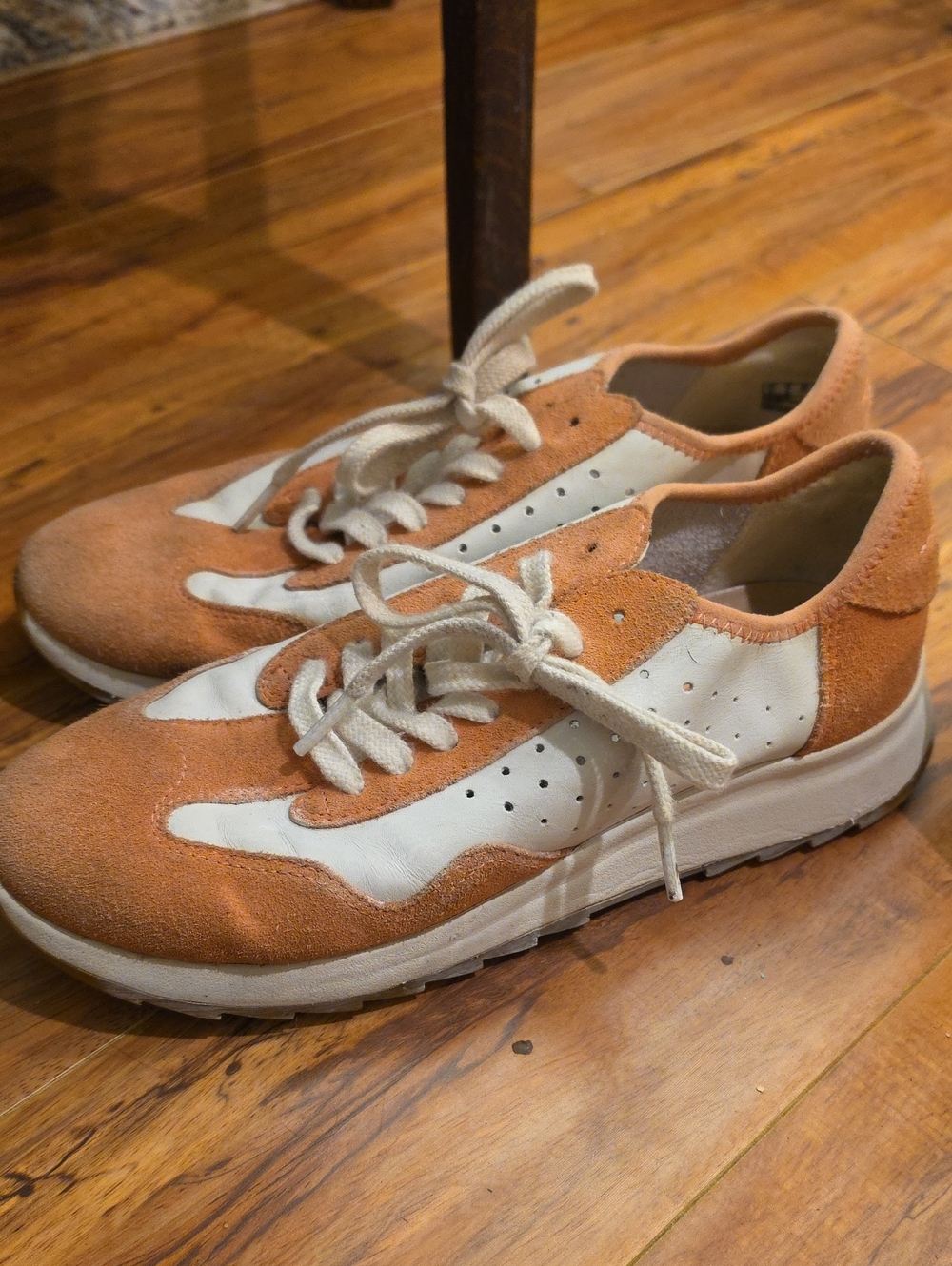Clarks Women's Suede & Leather Sneakers in Salmon and White